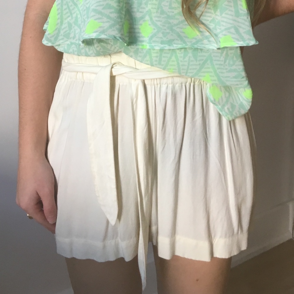 BCBGeneration High Waist Cream Shorts